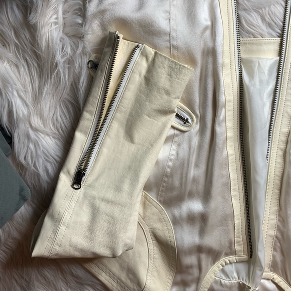 Silk and leather Champagne color moto - Picture 10 of 15